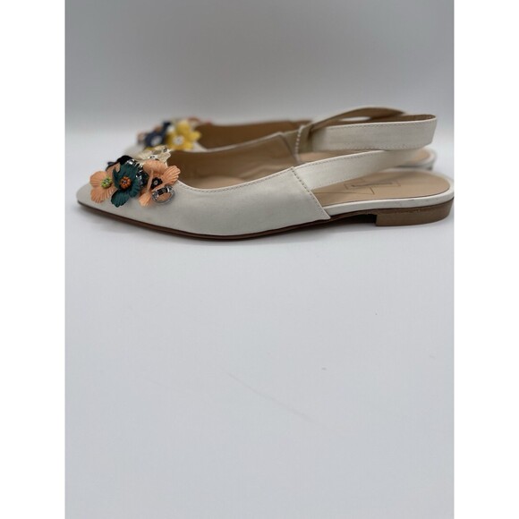 Pokemaoke Women Sandals 3D Flowers Ivory Satin Floral Slingback Formal Shoe 39 - Picture 4 of 8
